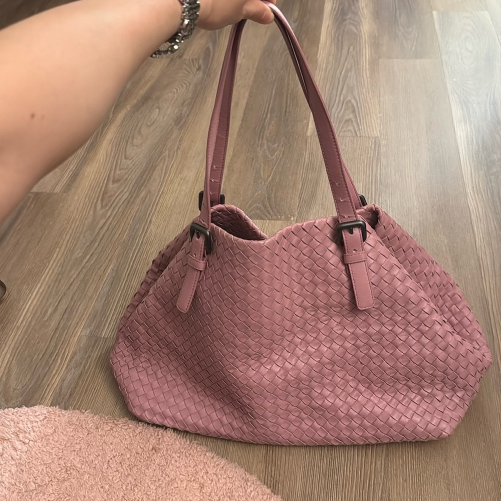 EUC Bottega Veneta Intrecciato Cesta Bag in pink lilac